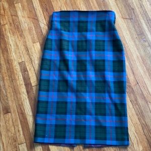 Zara pencil skirt in plaid blue